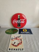4 Reklameschilder Coca-Cola /Renault /Bitburger /Foster`s
